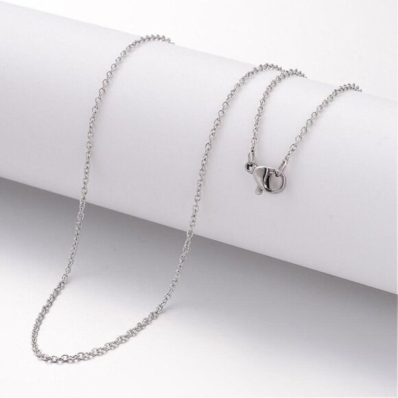 Silver Surgical Stainless Steel Delicate 1.5mm Cable Chain Necklace 20" Long - Picture 1 of 2